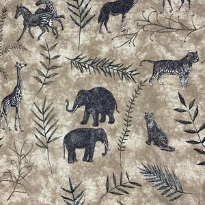 Vintage Waverly Congo cotton upholstery fabric 40” x 54” safari animal print